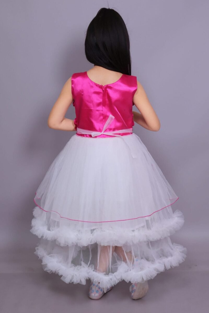Lighting Dress Girls Pink Net Party Wear Frock - Image 2