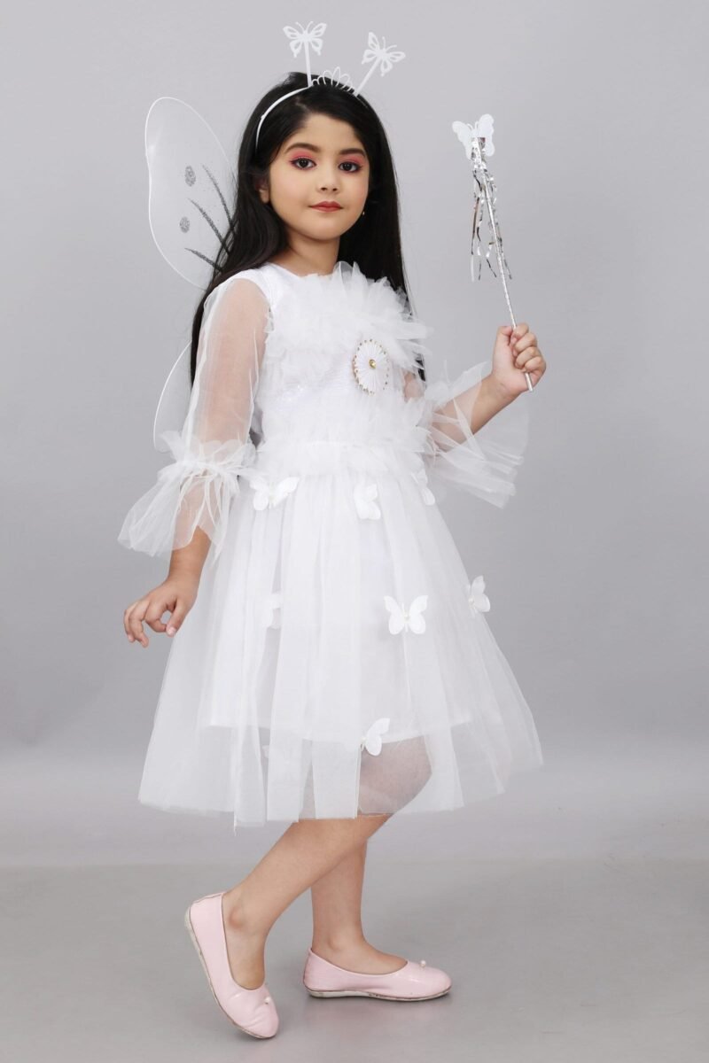 Pari Frock Dress for Girls  White Color - Image 3