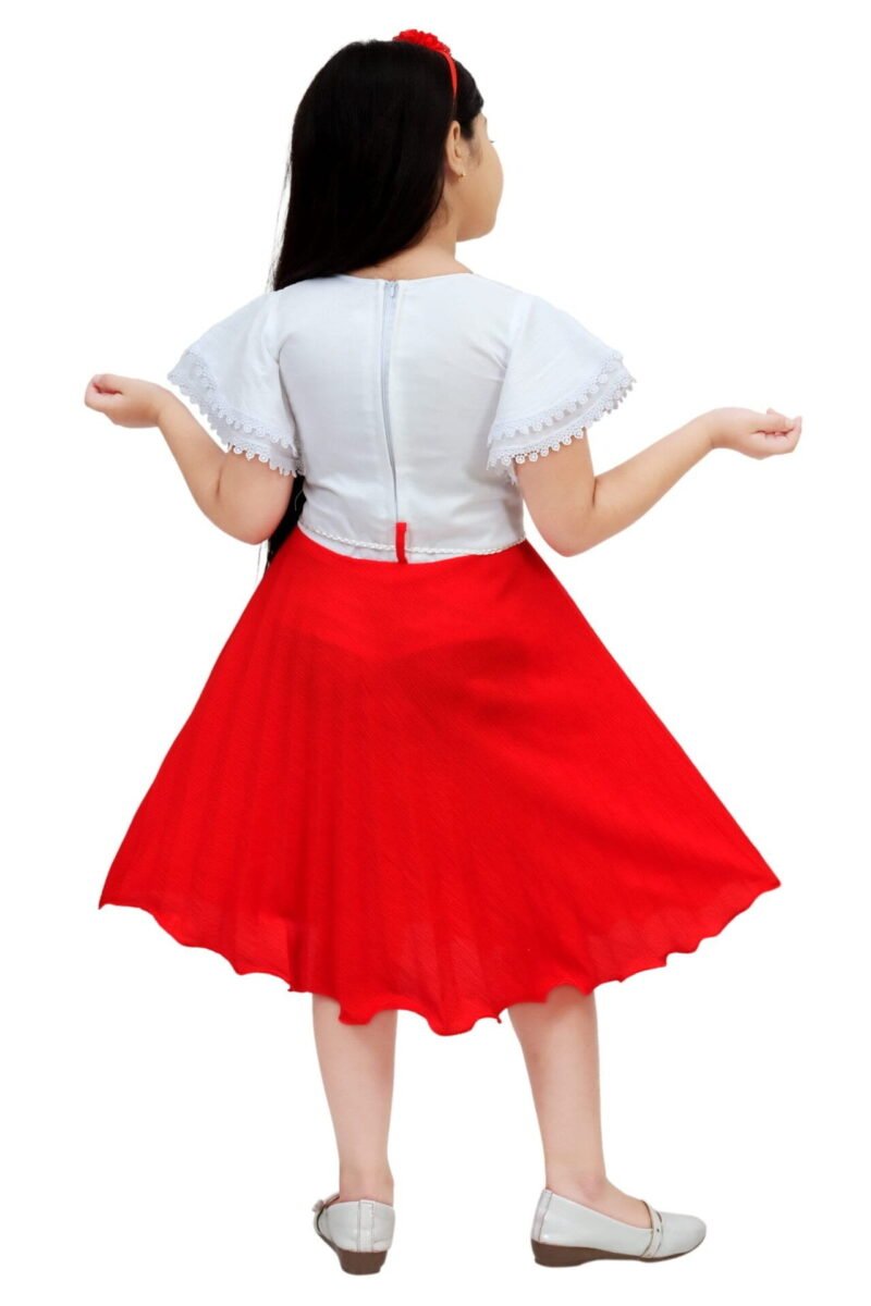 Girls Red Party Wear Frock - Image 2