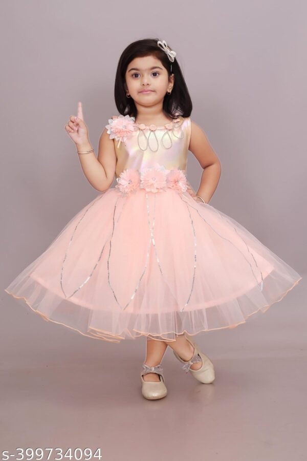 Girls Net Frock for Kids Dress Peach Color