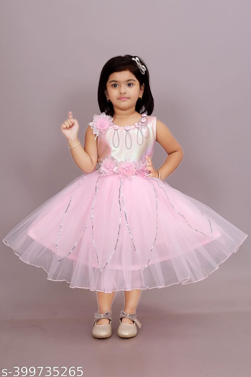 Girls Net Frock for Kids Dress Pink Color