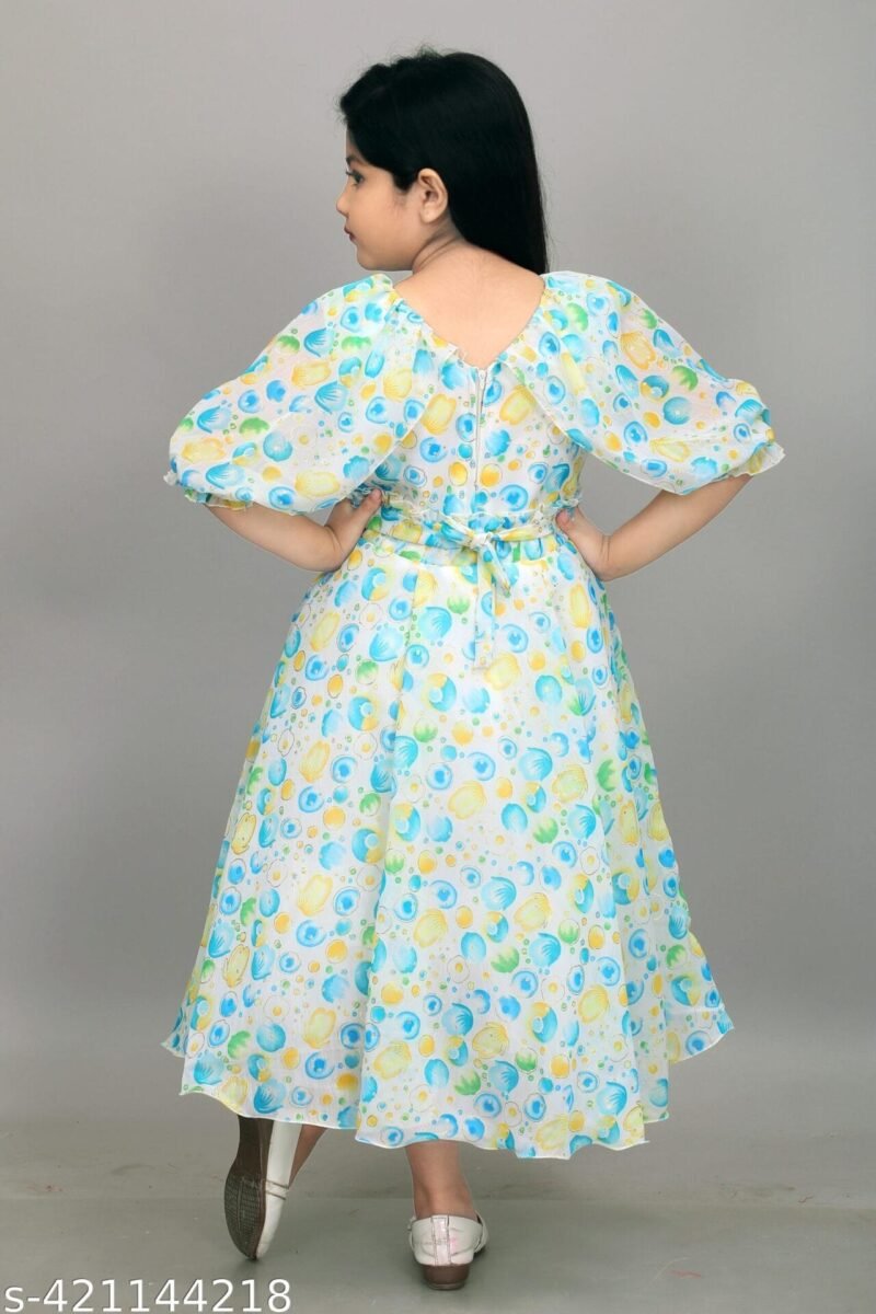 Girls Printed Chiffon Frock - Casual Wear - Image 2