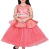 Girls Long Net Frock for Kids Stylish Party Wear Floor Length Gown with Glittery Belt
