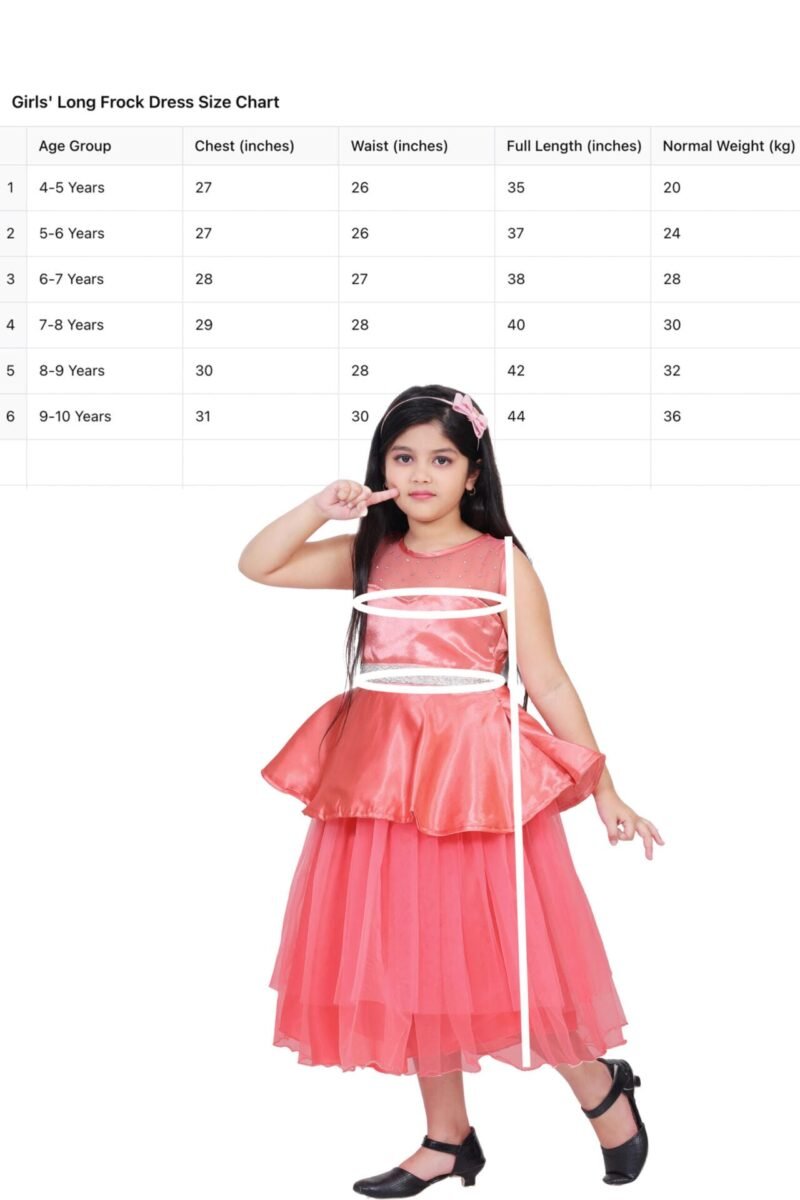 Girls Long Net Frock for Kids Stylish Party Wear Floor Length Gown with Glittery Belt - Image 5