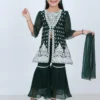 Green Embroidered Sharara Set for Girls | Age 5–10Y