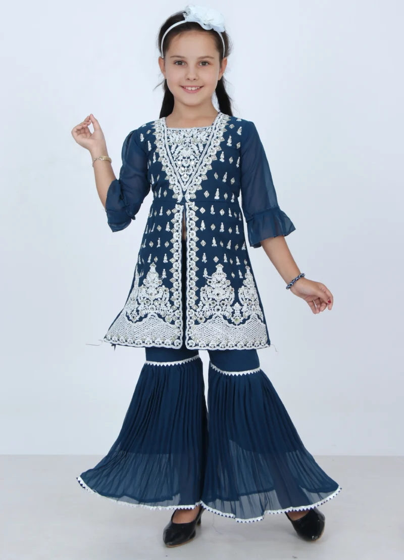 Girls Firoza Embroidered Sharara Set | Festive Ethnic Wear | 5–10Y