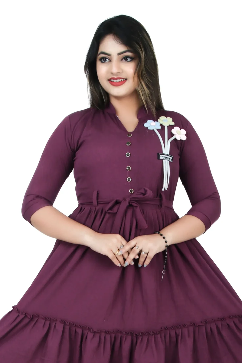 Women Long Tops | Purple Maroon ton | westren wear dress - Image 4