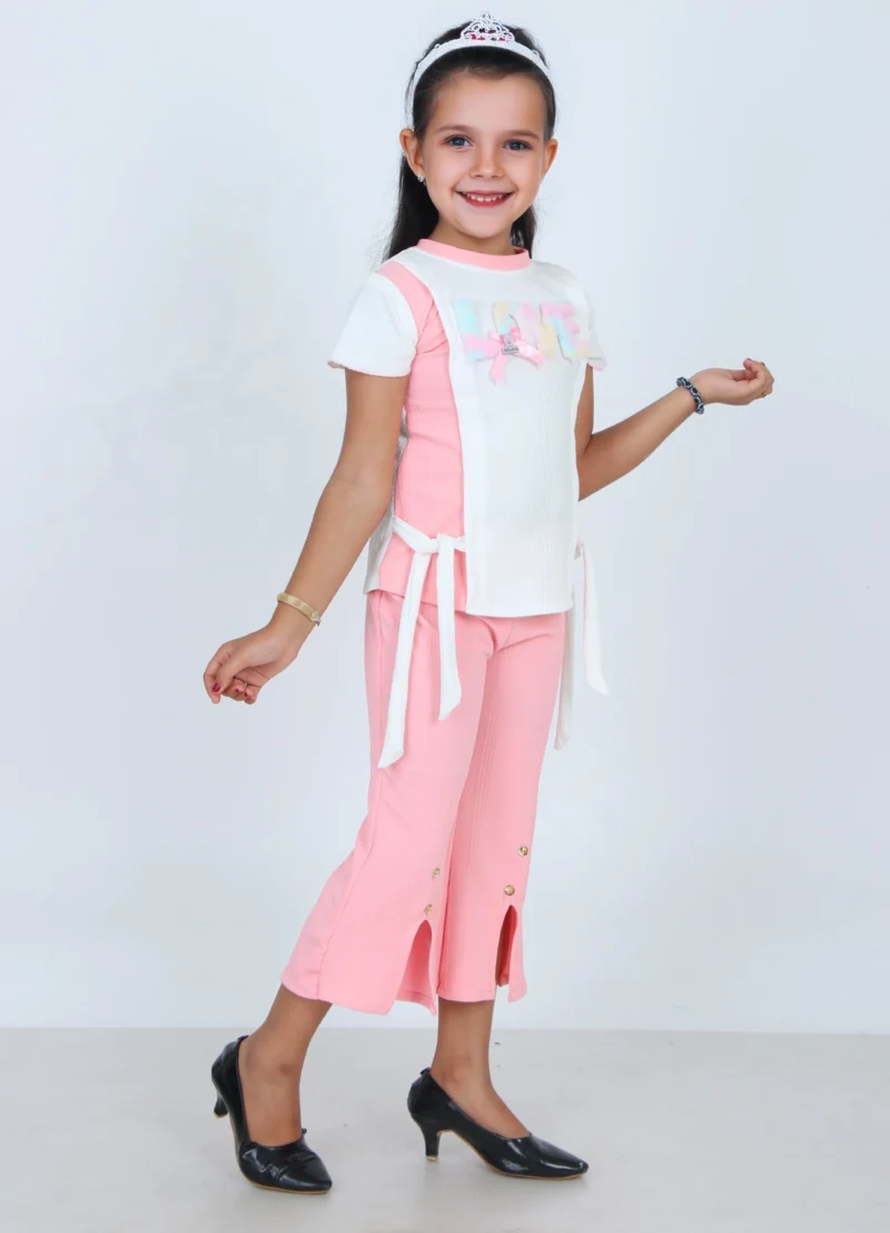 girls clothing sets for kids top plazoo set Pink color - Image 3