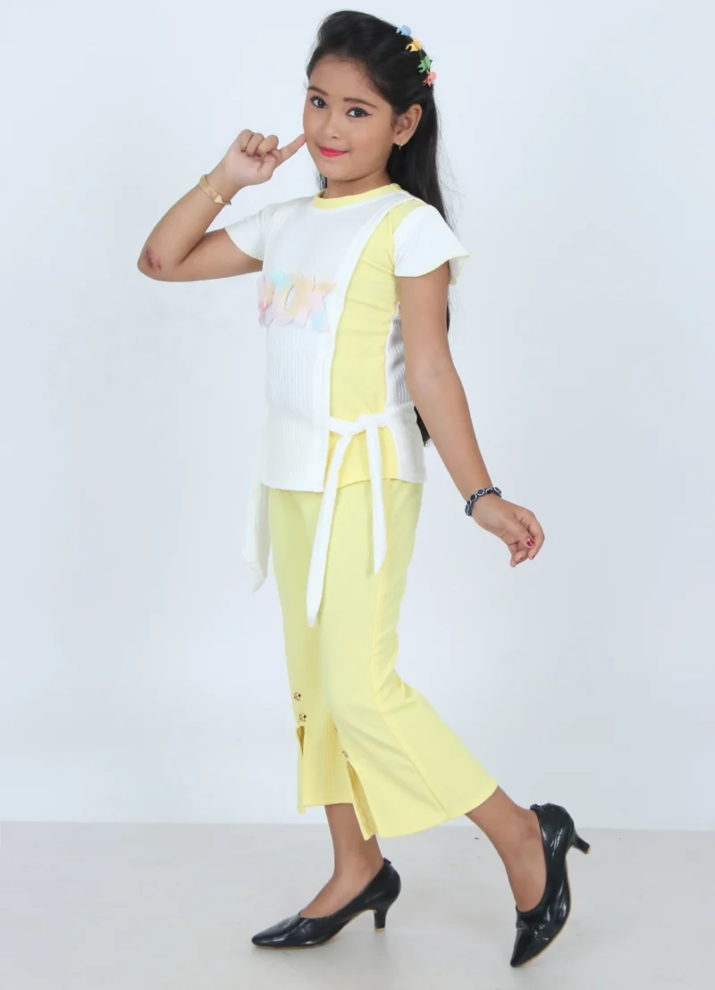girls clothing sets for kids top plazoo set Yellow color - Image 3