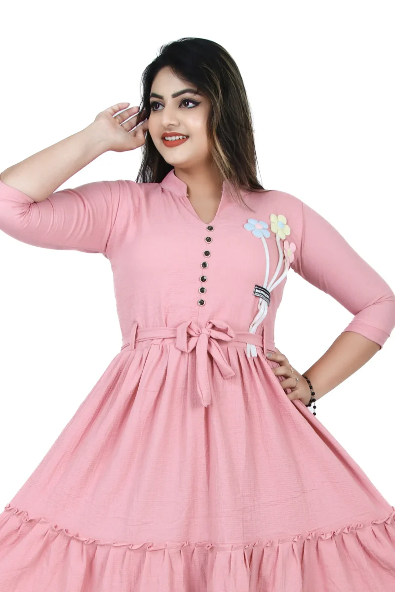 Women Long Tops | Peach | westren wear dress - Image 2
