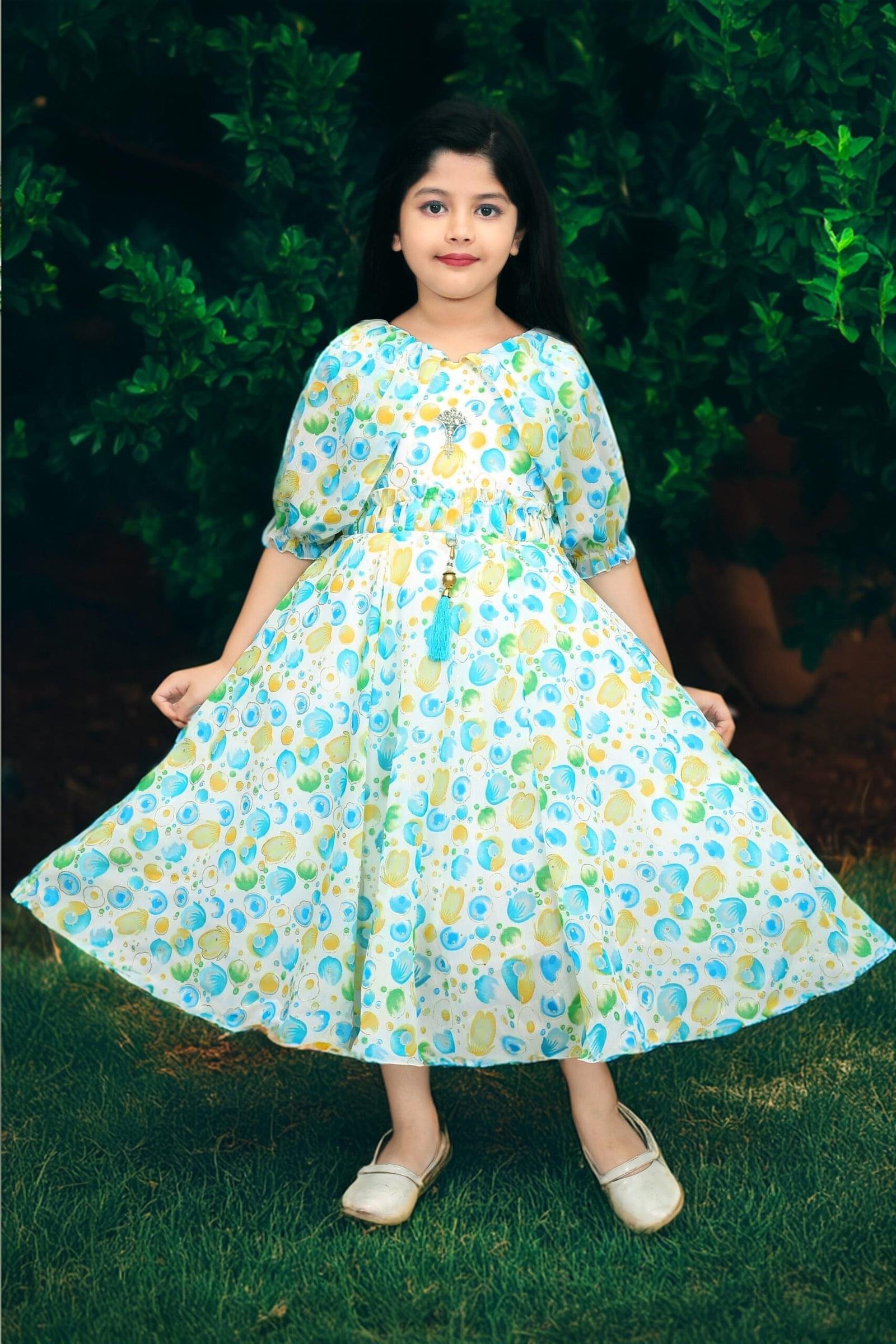 Girls Printed Chiffon Frock – Casual Wear
