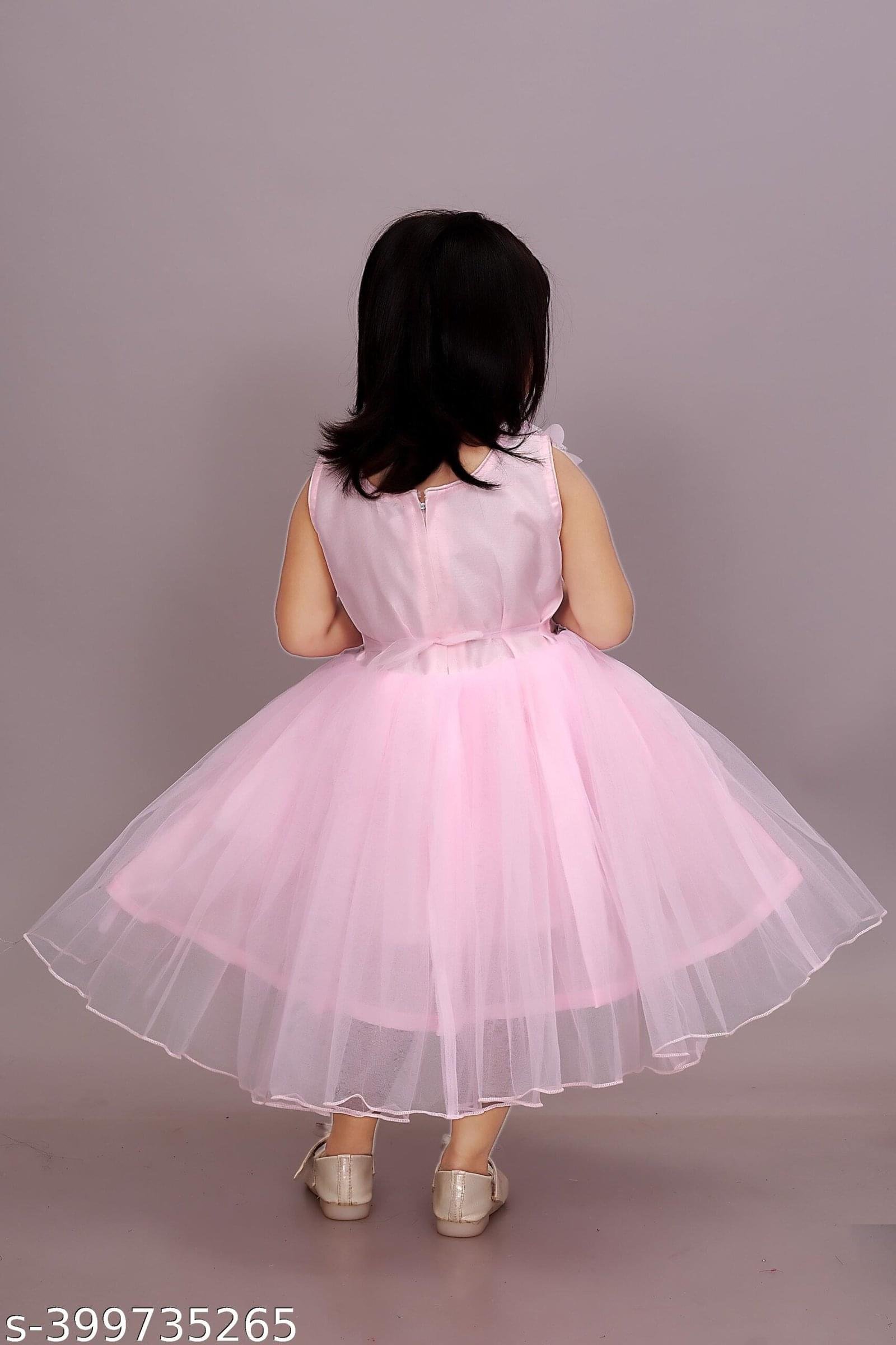 Girls Net Frock for Kids Dress Pink Color - Image 2